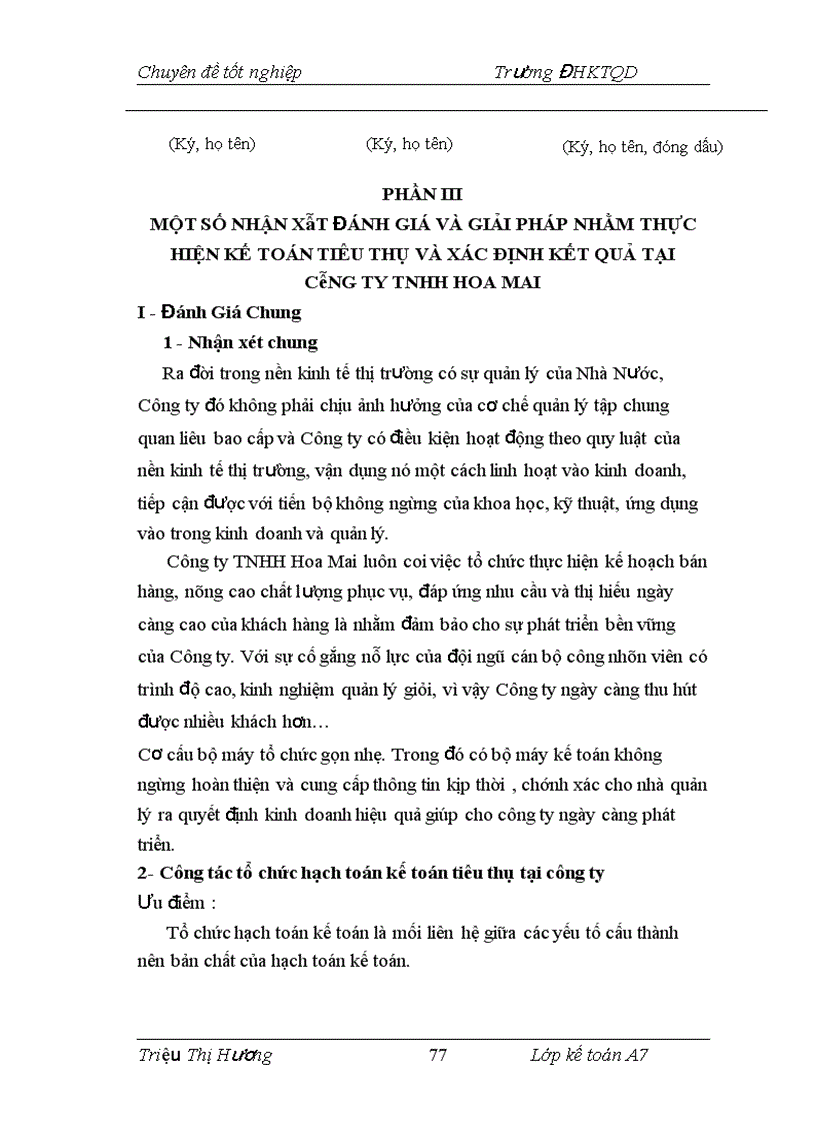 image for page ĐÁNH GIÁ VÀ GIẢI PHÁP NHẰM THỰC HIỆN KẾ TOÁN TIÊU THỤ VÀ XÁC ĐỊNH KẾT QUẢ TẠI Công ty TNHH Hoa Mai