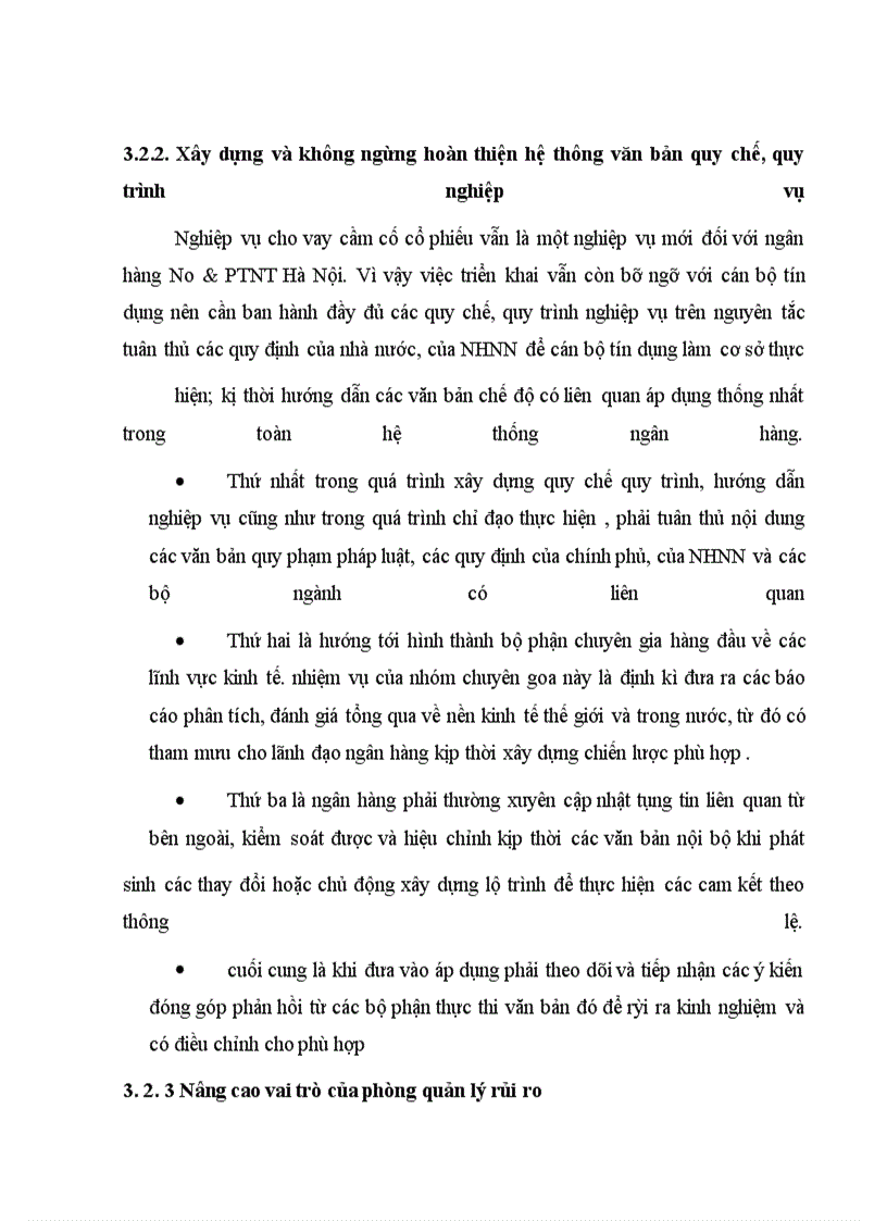 image for page Hạn chế rủi ro trong cho vay cầm cố cổ phiếu tại ngân hàng No&PTNT Hà Nội