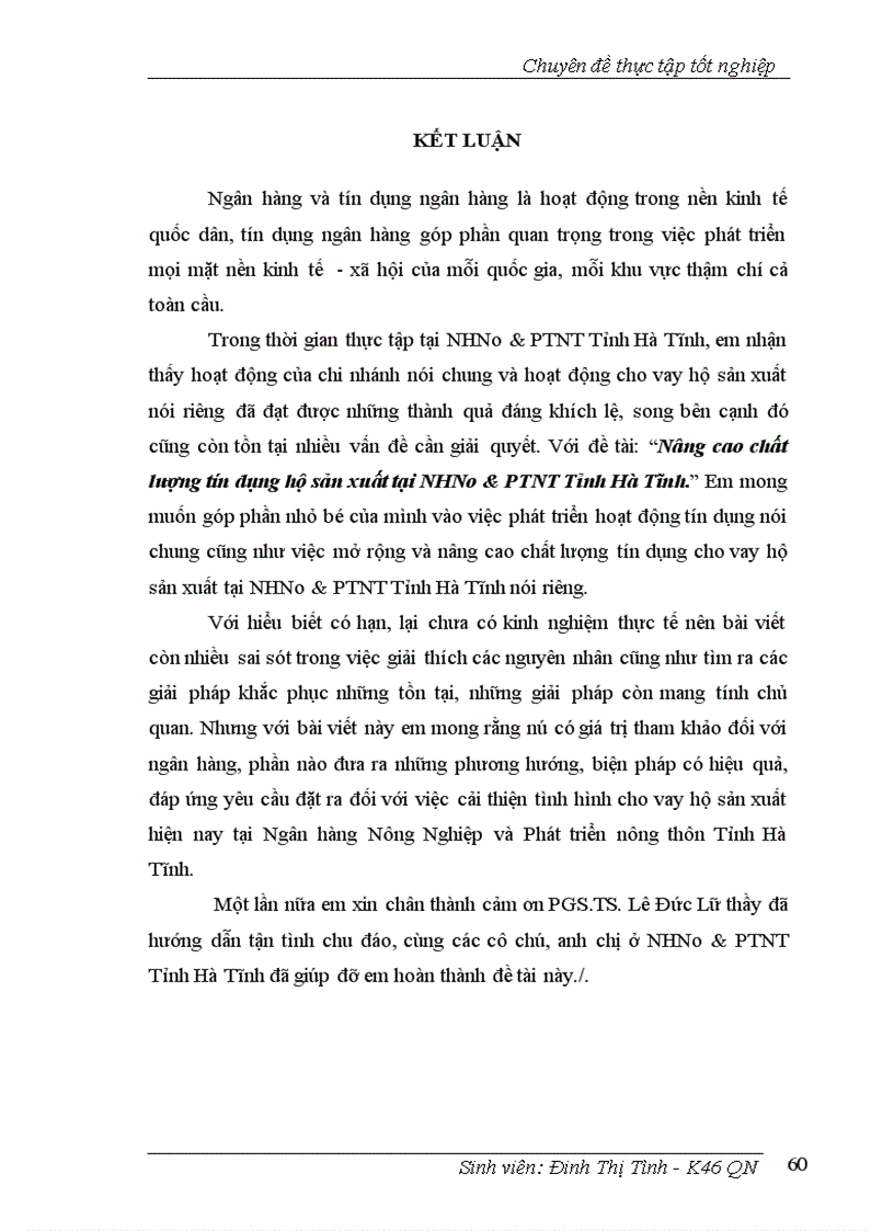 image for page Nâng cao chất lượng Tín dụng hộ sản xuất tại NHNo & PTNT Tỉnh Hà Tĩnh