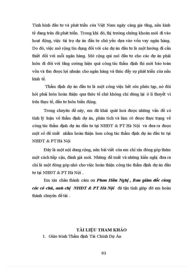 image for page Thẩm định dự án đầu tư của NHĐT & PT Hà Nội