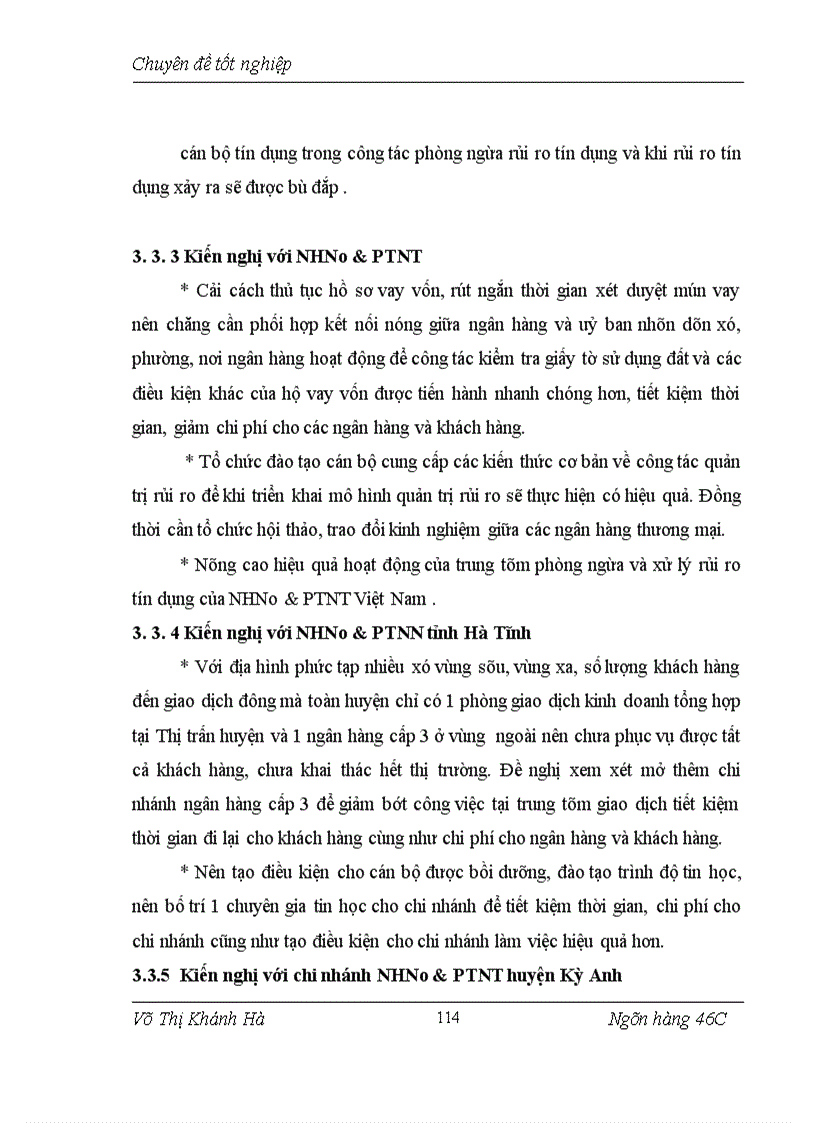 image for page Hạn chế rủi ro tín dụng tại chi nhánh Ngân hàng Nông nghiệp và Phát triển nông thôn huyện Kỳ Anh - Hà Tĩnh