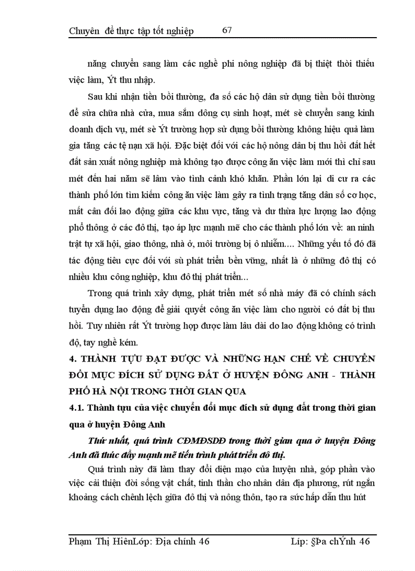 image for page Chuyển đổi mục đích sử dụng đất trong quá trình đô thị hoá ở huyện Đông Anh - thành phố Hà Nội