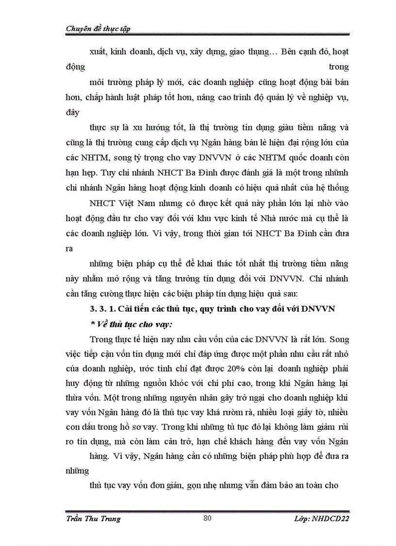 image for page Giải pháp mở rộng tín dụng đối với DNVVN tại chi nhánh NHCT Ba Đình