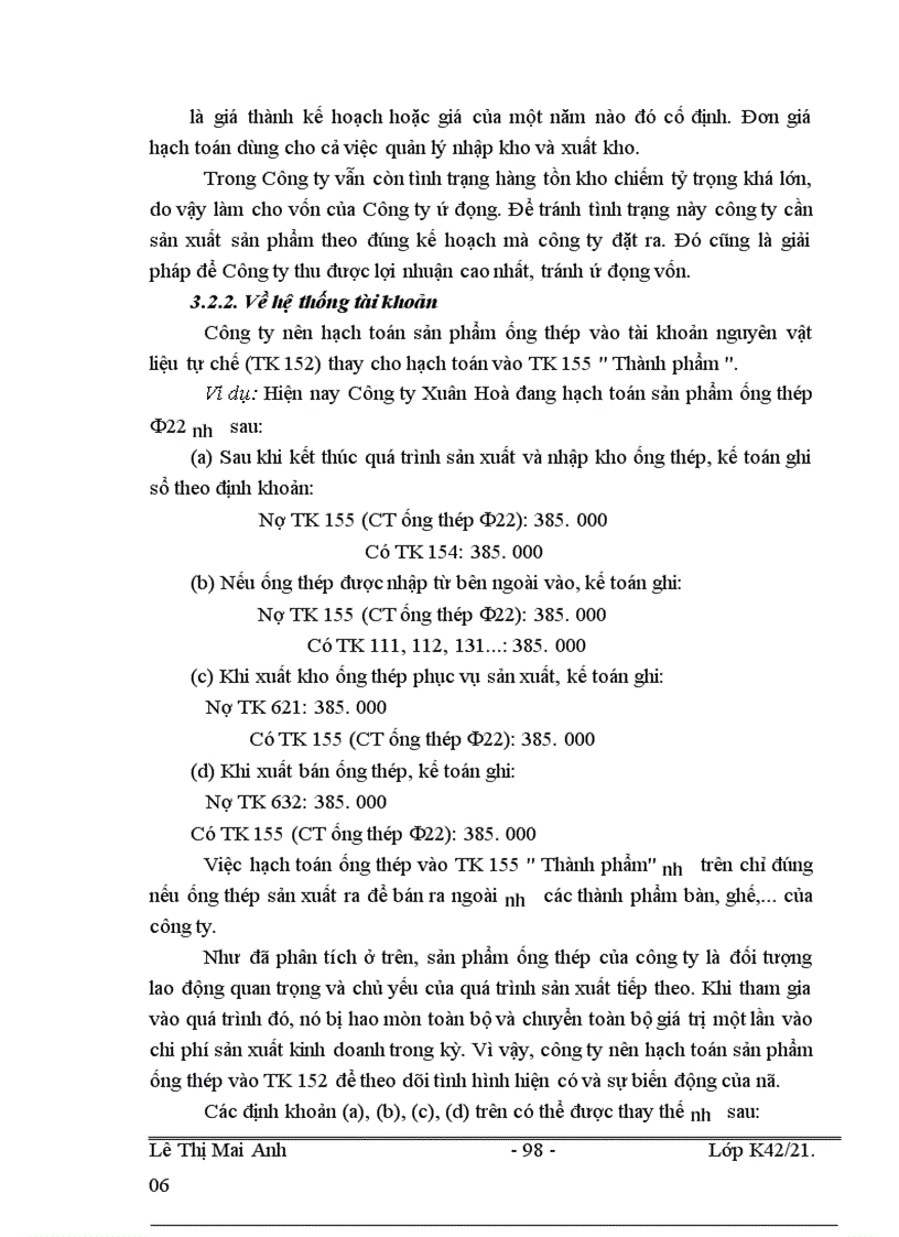 image for page Tổ chức công tác kế toán thành phẩm, tiêu thụ thành phẩm và xác định kết quả kinh doanh tại Công ty TNHH Nhà nước một thành viên Xuân Hoà