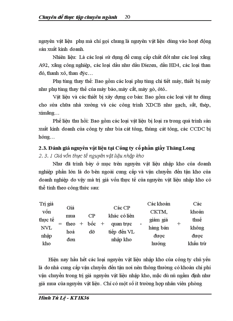 image for page Kế toán Nguyên vật liệu tại Công ty cổ phần giầy Thăng Long