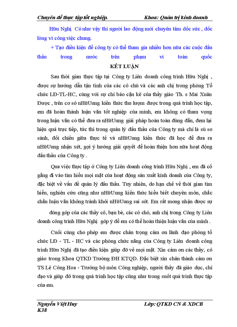 image for page Hoàn thiện công tác dự thầu các công trình giao thông tại Công ty liên doanh công trình Hữu Nghị