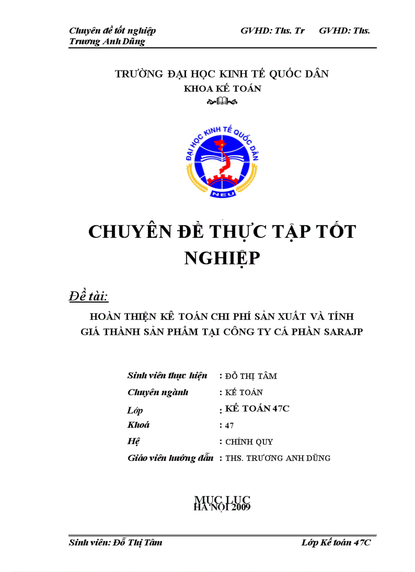image for page Hoàn thiện kế toán chi phí sản xuất và tính giá thành sản phẩm tại công ty cổ phần SaraJP