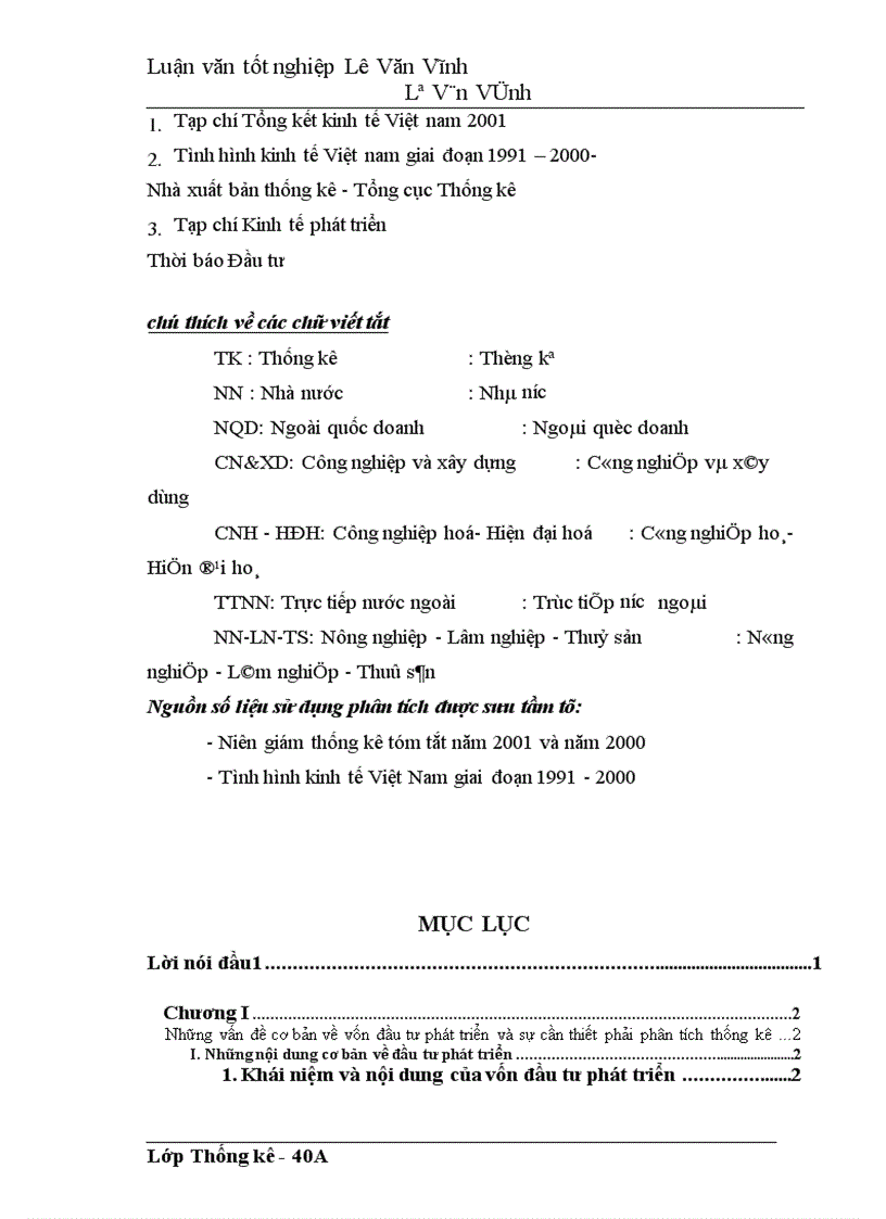 image for page Ứng dụng một số phương pháp thống kê vào phân tích tình hình biến động và hiệu quả sử dụng vốn đầu tư phát triển của Việt Nam giai đoạn 1995-2001