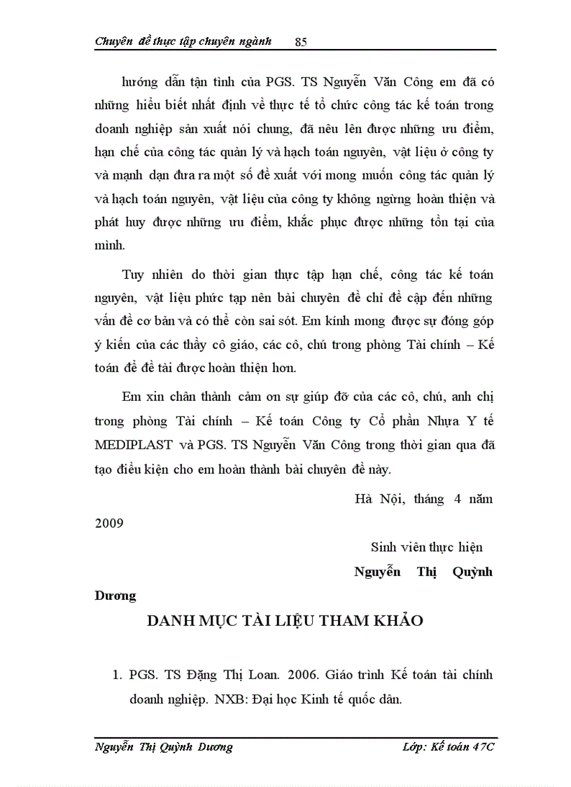 image for page Kế toán nguyên, vật liệu tại Công ty Cổ phần Nhựa Y tế MEDIPLAST