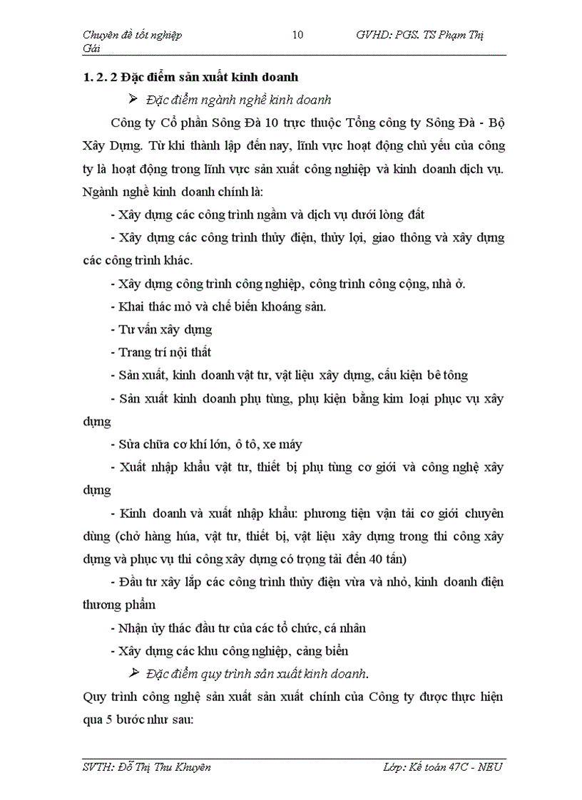 image for page Hoàn thiện công tác hạch toán chi phí và tính giá thành sản phẩm xây lắp tại Công ty Cổ phần Sông Đà 10