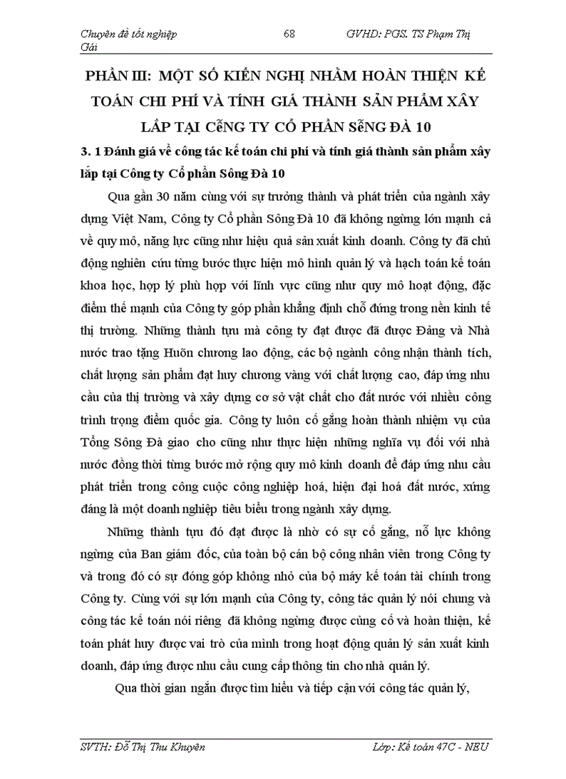 image for page Hoàn thiện công tác hạch toán chi phí và tính giá thành sản phẩm xây lắp tại Công ty Cổ phần Sông Đà 10