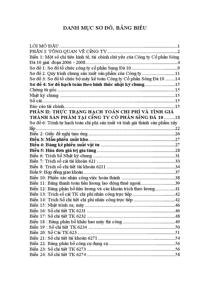 image for page Hoàn thiện công tác hạch toán chi phí và tính giá thành sản phẩm xây lắp tại Công ty Cổ phần Sông Đà 10