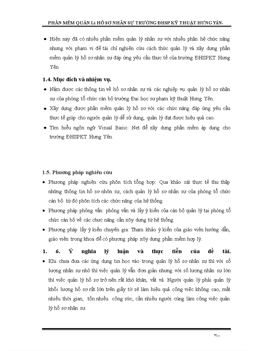 image for page Xây dựng phần mềm quản lý hồ sơ nhân sự trường Đại học Sư phạm Kỹ thuật Hưng Yên