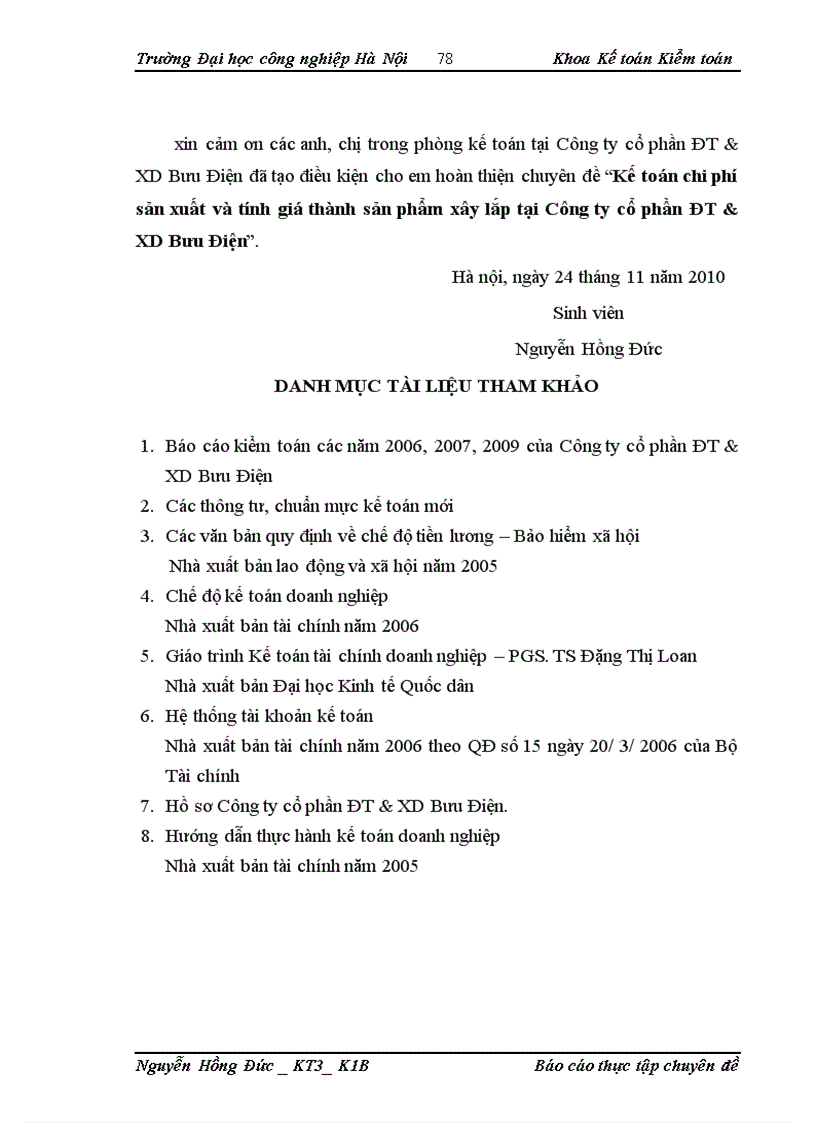 image for page Kế toán chi phí sản xuất và tính giá thành sản phẩm xây lắp tại Công ty cổ phần ĐT&XD Bưu Điện