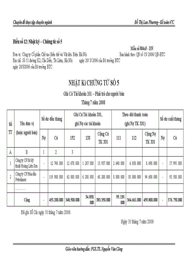 image for page Hoàn thiện kế toán nguyên, vật liệu tại Công ty Cổ phần Chế tạo Biến thế và Vật liệu Điện Hà Nội