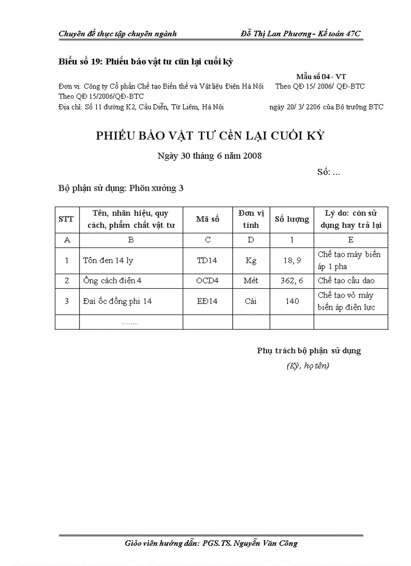 image for page Hoàn thiện kế toán nguyên, vật liệu tại Công ty Cổ phần Chế tạo Biến thế và Vật liệu Điện Hà Nội
