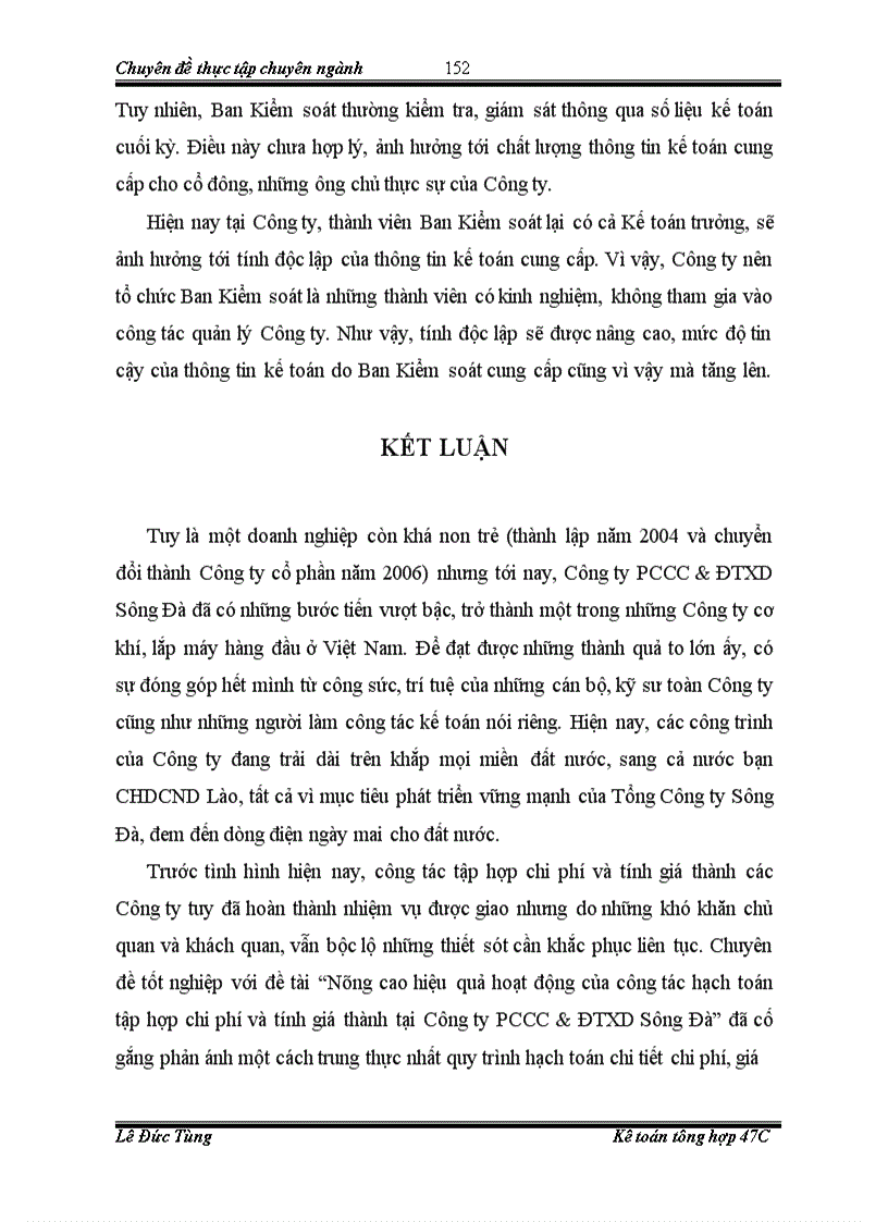 image for page Nâng cao hiệu quả hoạt động của công tác kế toán tập hợp chi phí và tính giá thành tại Công ty cổ phần PCCC và đầu tư xây dựng Sông Đà
