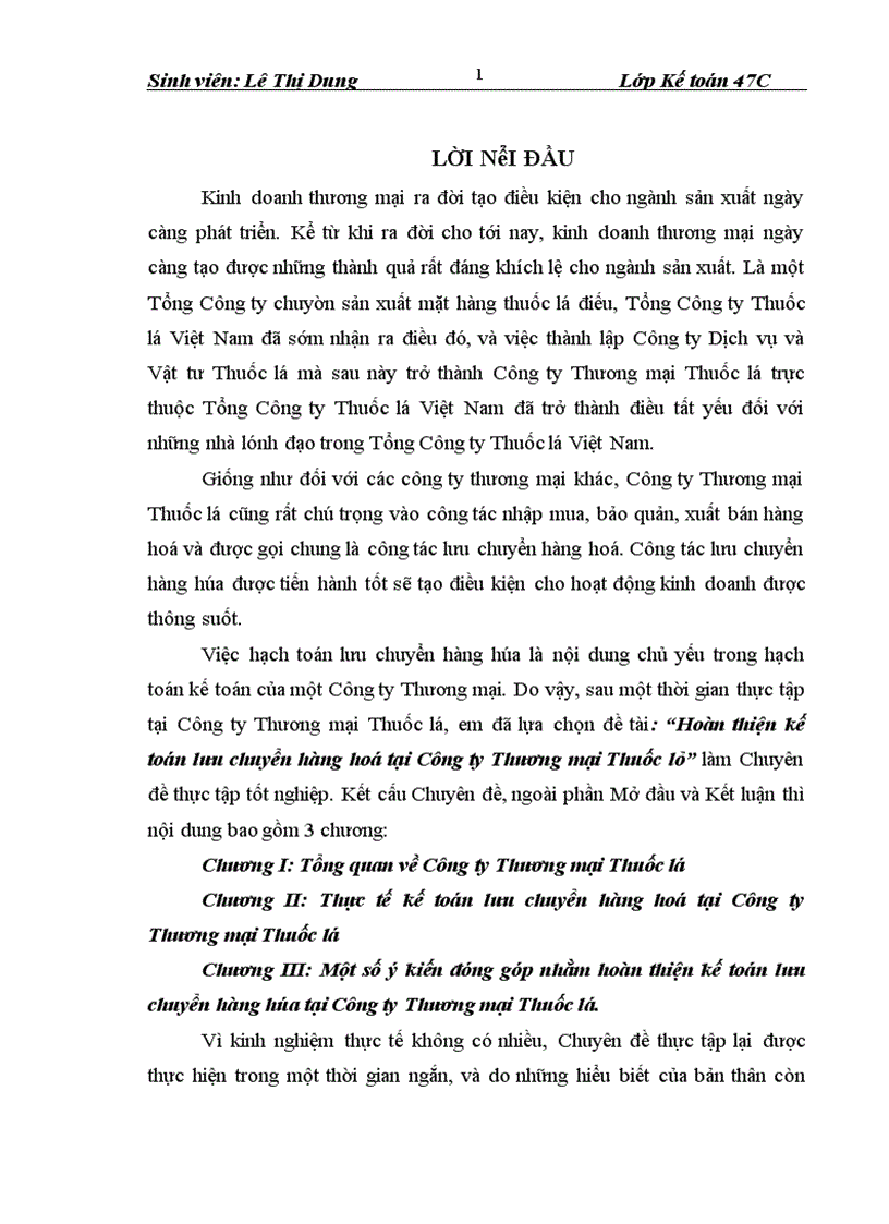 image for page Hoàn thiện kế toán lưu chuyển hàng hoá tại Công ty Thương mại Thuốc lá