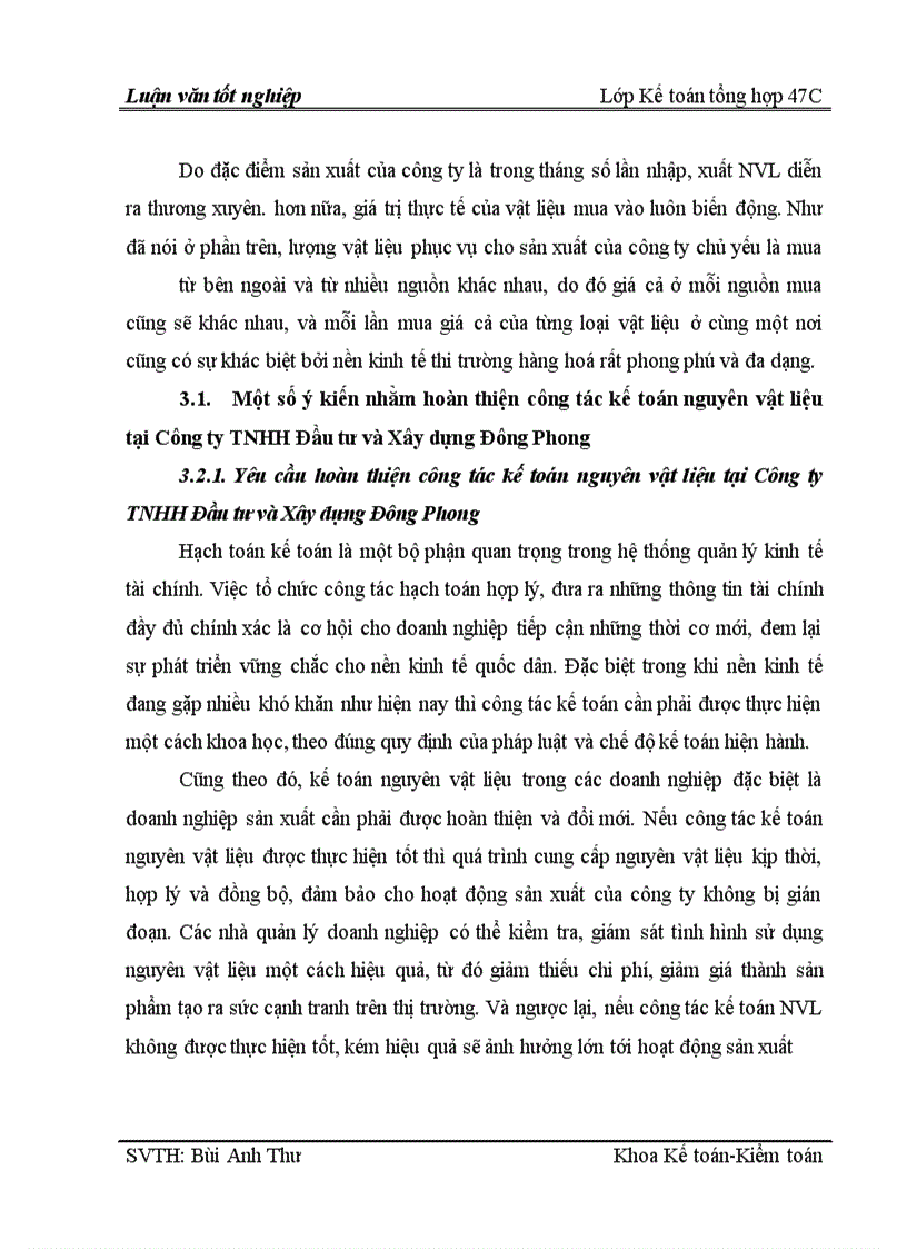 image for page Hoàn thiện công tác kế toán nguyên vật liệu tại Công ty TNHH Đầu tư và Xây dựng Đông Phong.