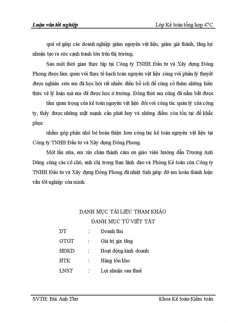 image for page Hoàn thiện công tác kế toán nguyên vật liệu tại Công ty TNHH Đầu tư và Xây dựng Đông Phong.