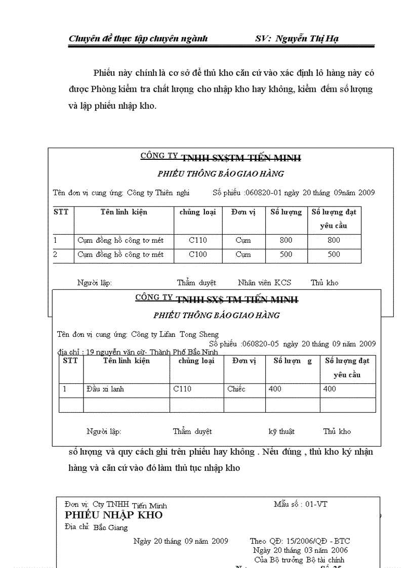 image for page Thực trạng kế toán :Nguyên vật liệu tại công ty TNHH SX$TM Một thành viên Tiến Minh