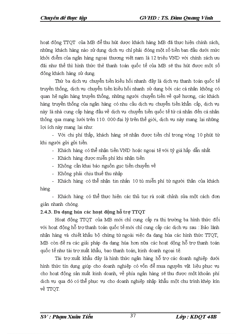 image for page Mở rộng hoạt động thanh toán quốc tế tại Ngân hàng TMCP Quân Đội