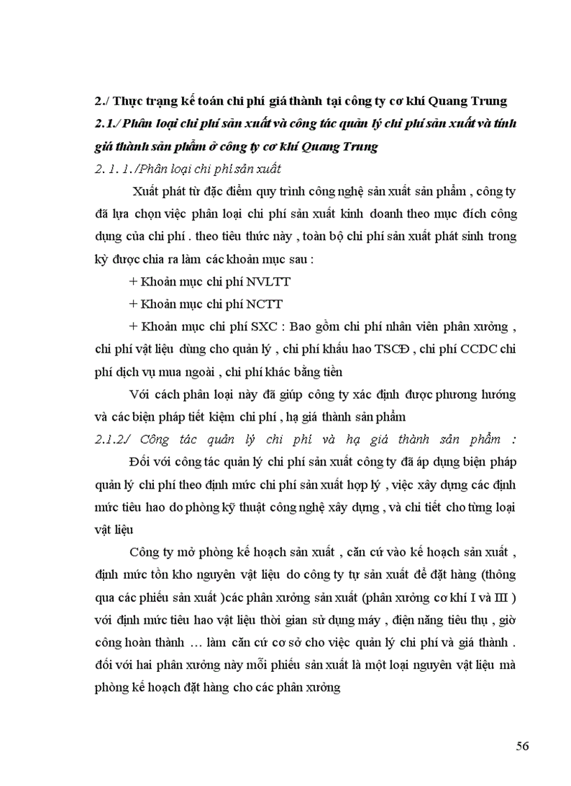 image for page Tổ chức kế toán tập hợp chi phí sản xuất và tính giá thành sản phẩm tại công ty Nhà Nước TNHH một thành viên cơ khí Quang Trung