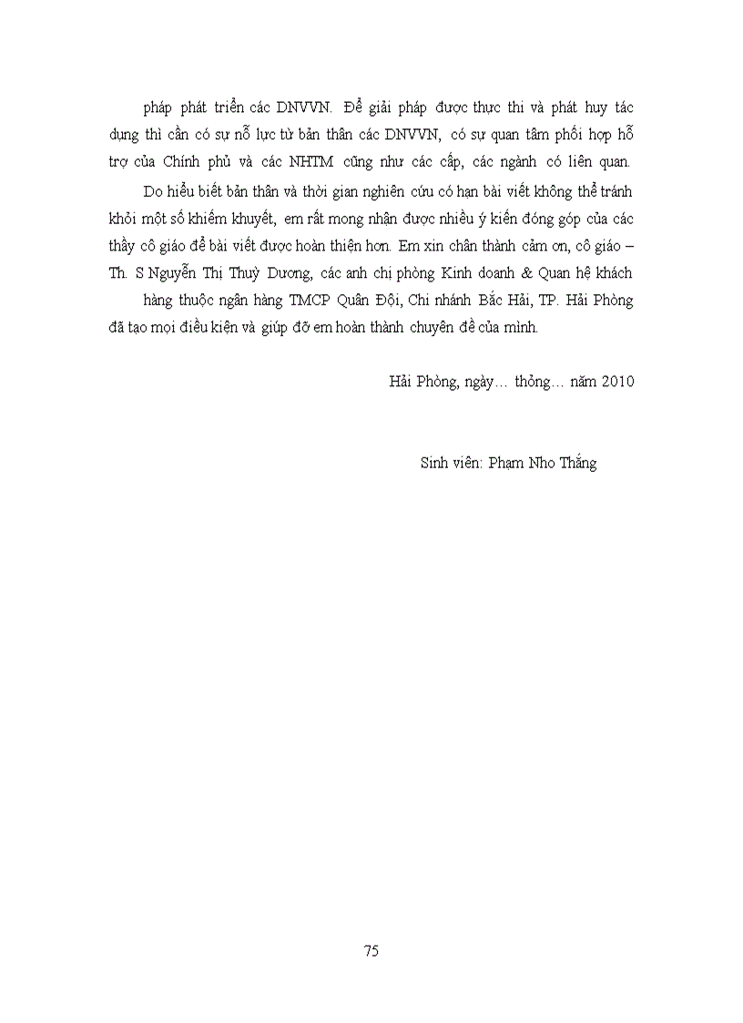 image for page Mở rộng hoạt động cho vay đối với các doanh nghiệp vừa và nhỏ tại Ngân hàng TMCP Quân Đội, Chi nhánh Bắc Hải, TP. Hải Phòng