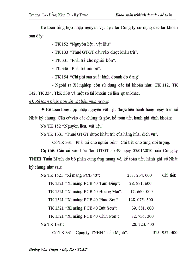 image for page Hoàn thiện công tác kế toán nguyên vật liệu tại Công ty Khoáng sản và thương mại Thành Phát