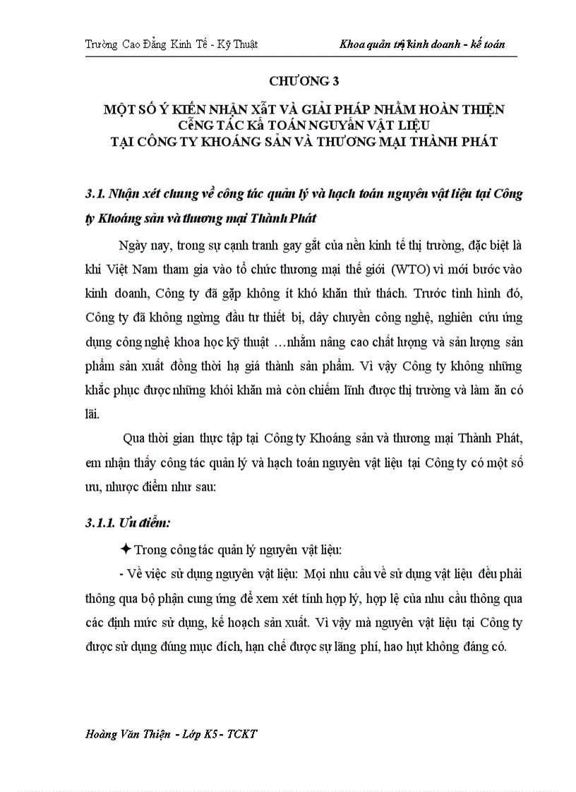 image for page Hoàn thiện công tác kế toán nguyên vật liệu tại Công ty Khoáng sản và thương mại Thành Phát