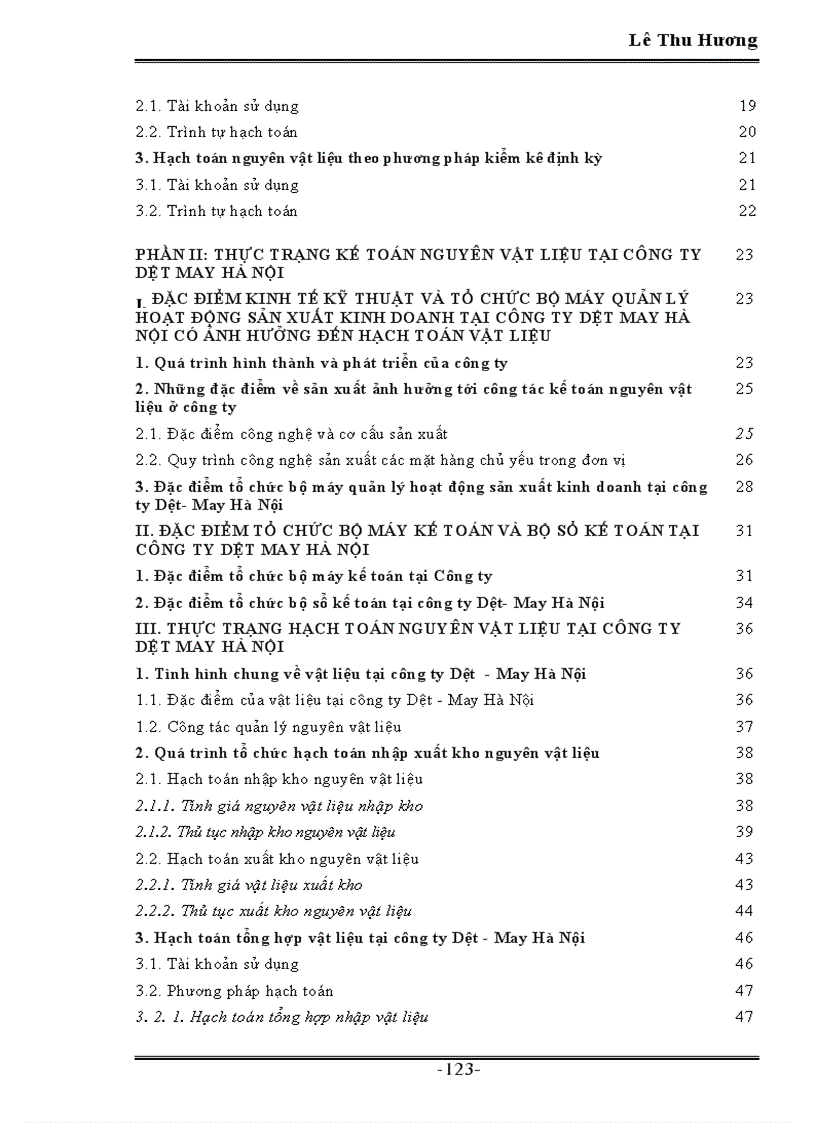 image for page Tổ chức công tác kế toán nguyên vật liệu tại công ty Dệt - May Hà Nội