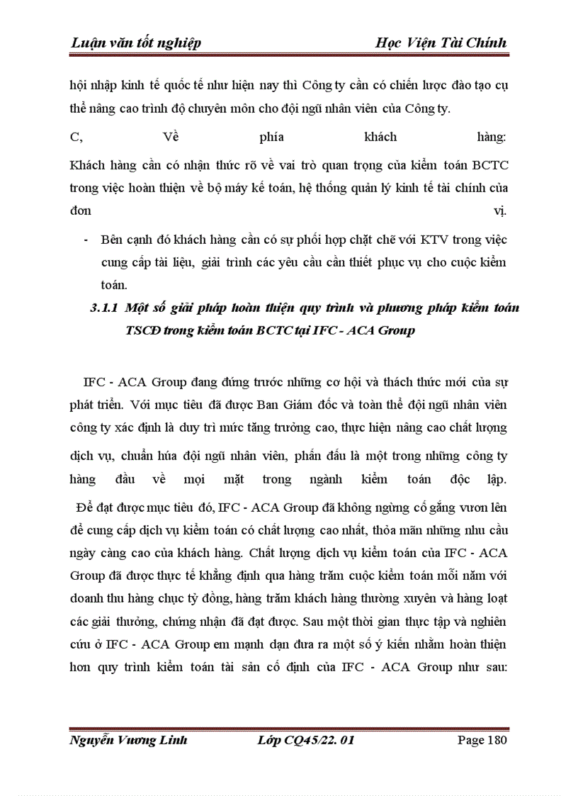 image for page Hoàn thiện quy trình và phương pháp Kiểm toán TSCĐ trong Kiểm toán BCTC tại Công ty TNHH Kiểm toán và Tư vấn tài chính IFC-ACA Group
