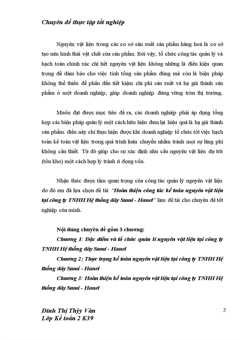 image for page Hoàn thiện công tác kế toán nguyên vật liệu tại công ty TNHH Hệ thống dây Sumi - Hanel