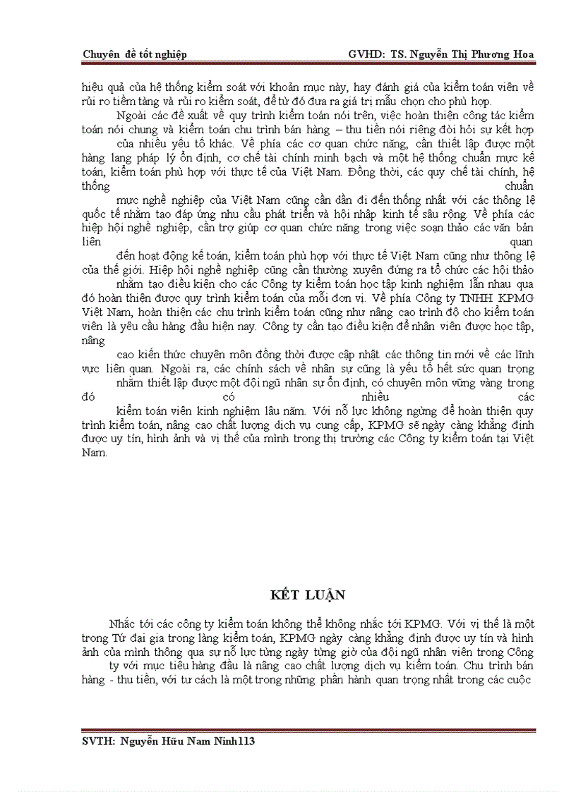 image for page Vận dụng quy trình kiểm toán vào kiểm toán chu trình bán hàng - thu tiền trong kiểm toán báo cào tài chính do Công ty TNHH KPMG Việt Nam thực hiện