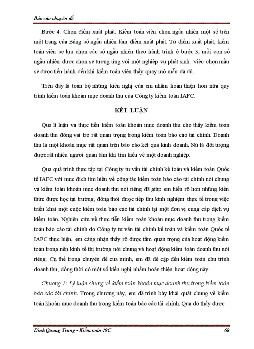 image for page Hoàn thiện quy trình kiểm toán khoản mục doanh thu trong kiểm toán báo cáo tài chính do Công ty tư vấn tài chính kế toán và kiểm toán Quốc tế IAFC thực hiện