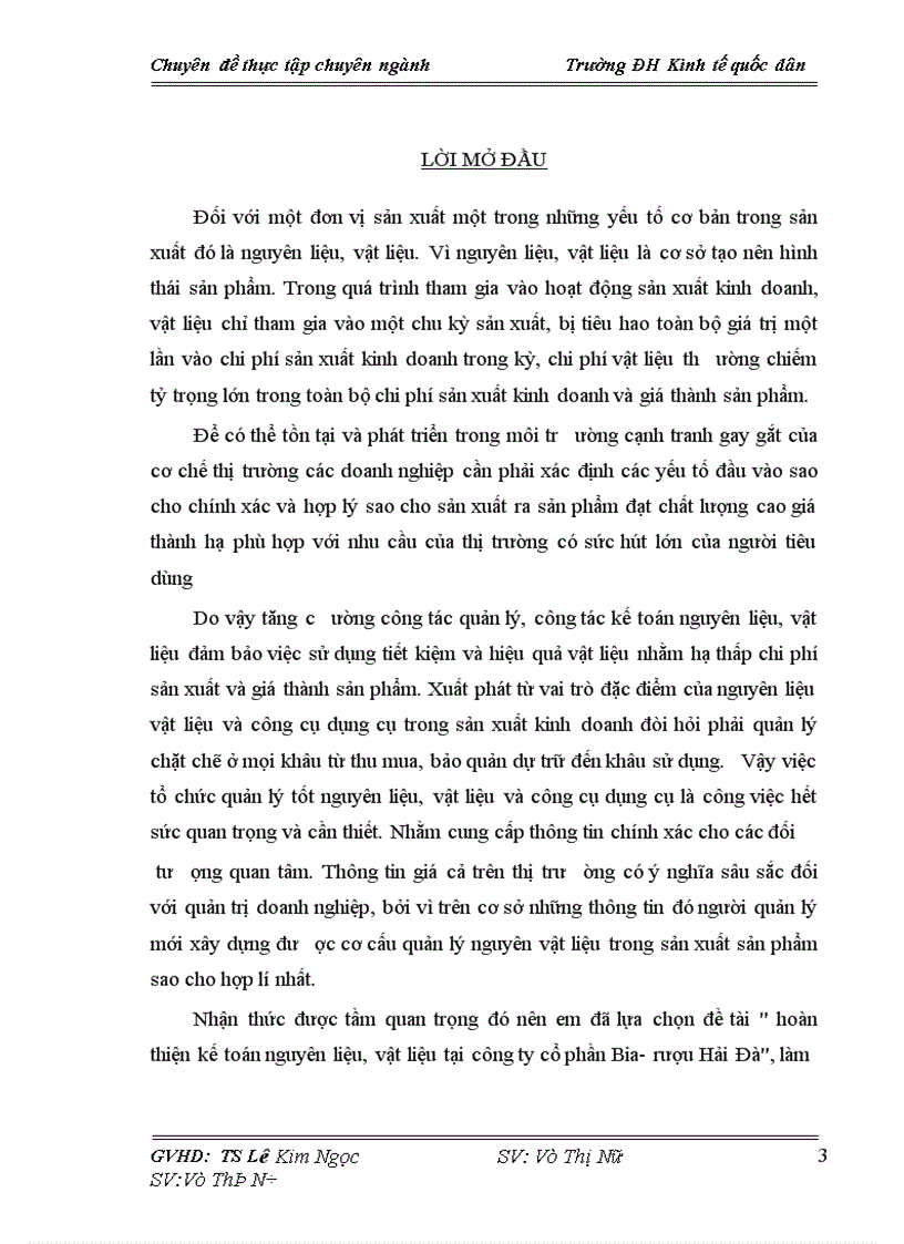 image for page Hoàn thiện kế toán nguyên liệu, vật liệu tại công ty cổ phần Bia- rượu Hải Đà