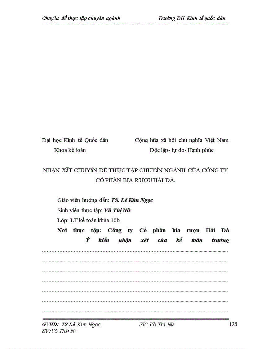 image for page Hoàn thiện kế toán nguyên liệu, vật liệu tại công ty cổ phần Bia- rượu Hải Đà