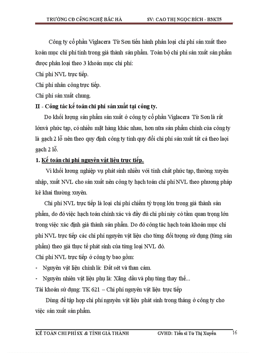 image for page Hoàn thiện kế toán chi phí sản xuất và tính giá thành sản phẩm tại Công ty cổ phần Viglacera Từ Sơn