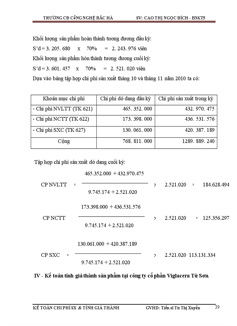 image for page Hoàn thiện kế toán chi phí sản xuất và tính giá thành sản phẩm tại Công ty cổ phần Viglacera Từ Sơn