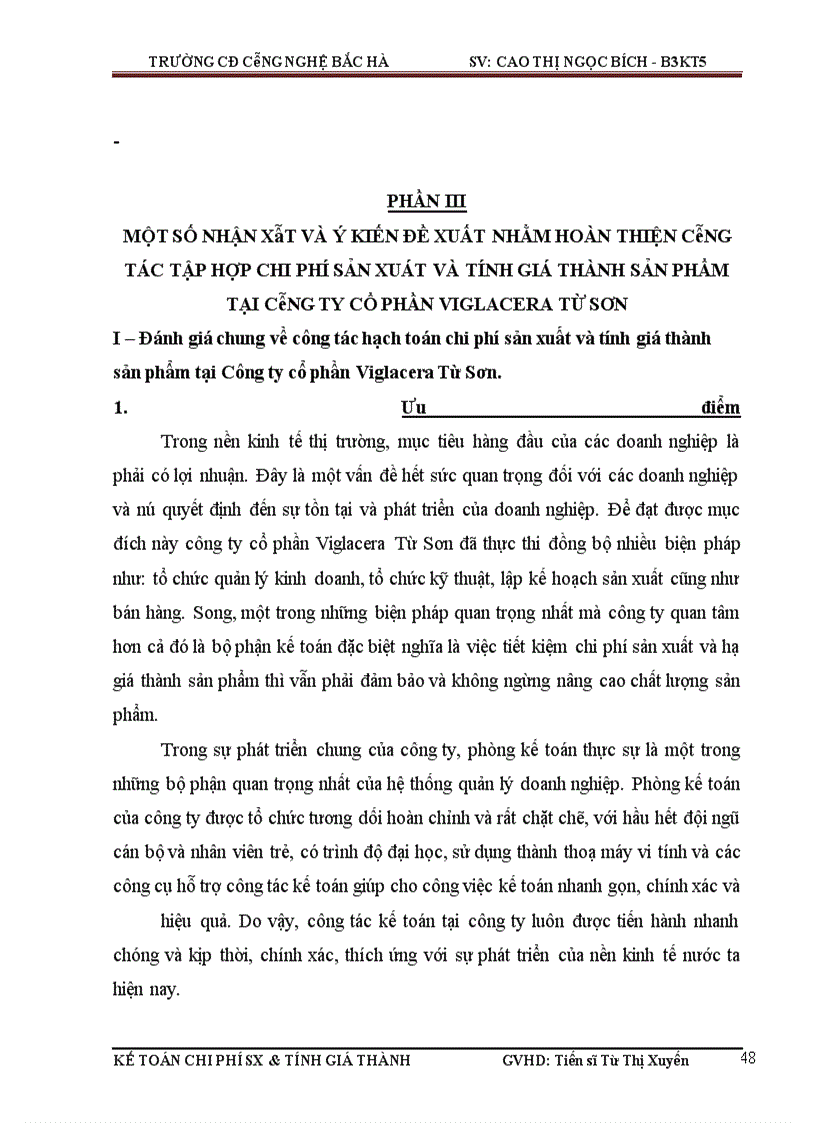 image for page Hoàn thiện kế toán chi phí sản xuất và tính giá thành sản phẩm tại Công ty cổ phần Viglacera Từ Sơn
