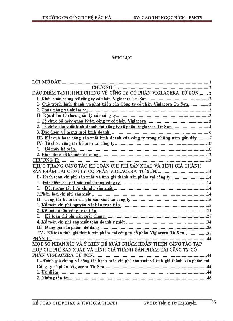 image for page Hoàn thiện kế toán chi phí sản xuất và tính giá thành sản phẩm tại Công ty cổ phần Viglacera Từ Sơn