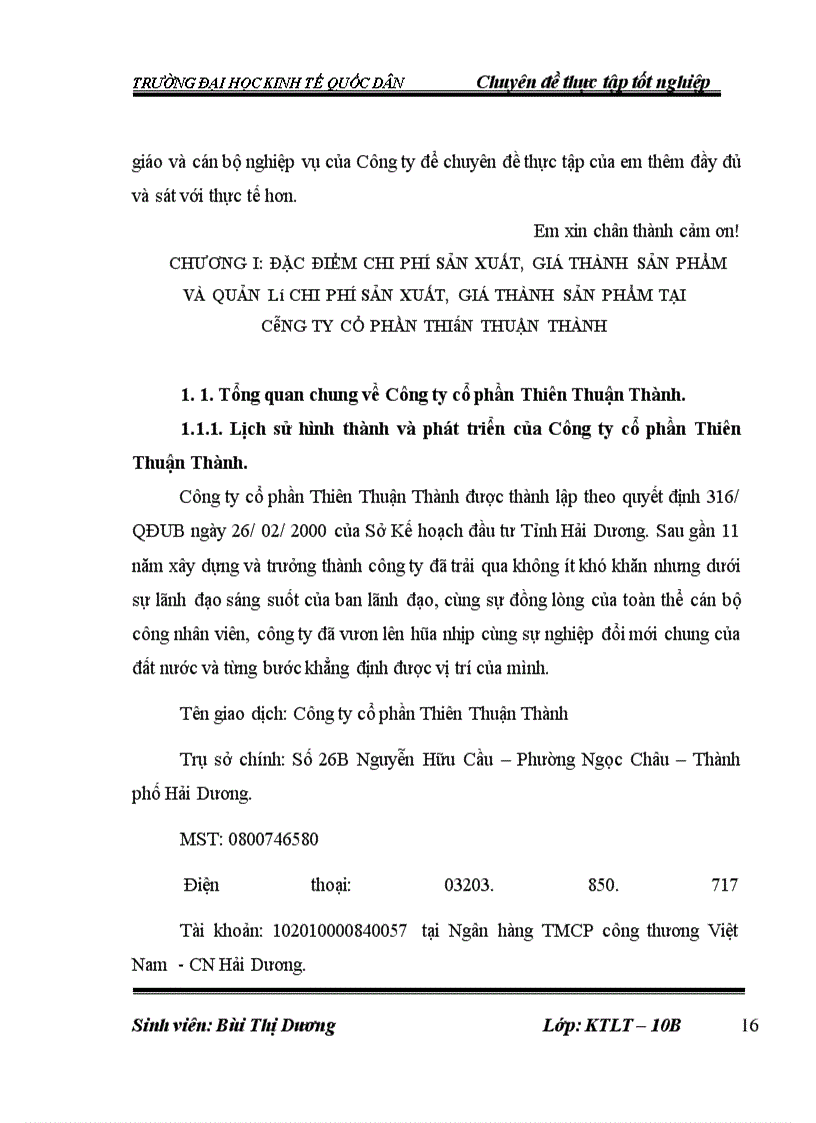 image for page Kế toán tập hợp chi phí sản xuất và tính giá thành sản phẩm tại Công ty cổ phần Thiên Thuận Thành