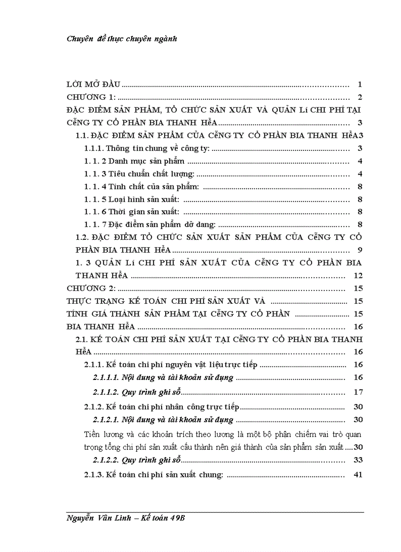 image for page Hoàn thiện kế toán chi phí sản xuất và tính giá thành sản phẩm tại Công ty Cổ phần Bia Thanh Hóa