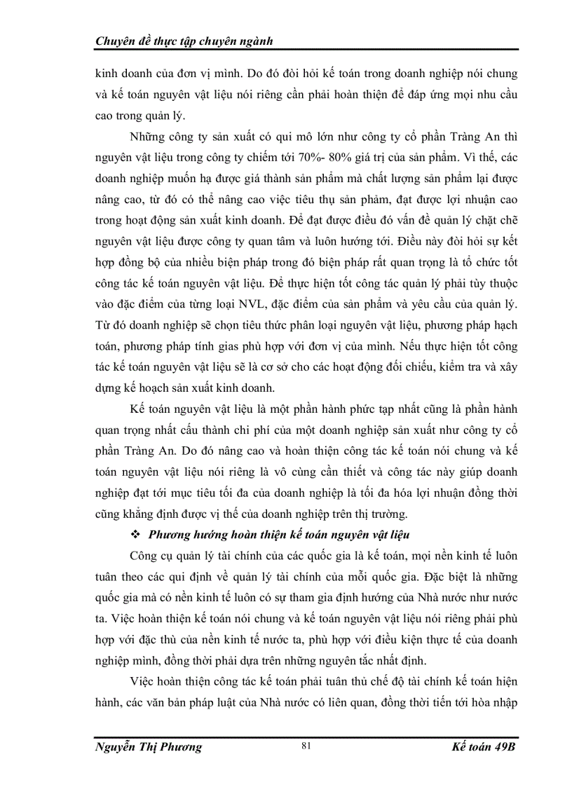 image for page Hoàn thiện kế toán nguyên vật liệu tại công ty cổ phần Tràng An