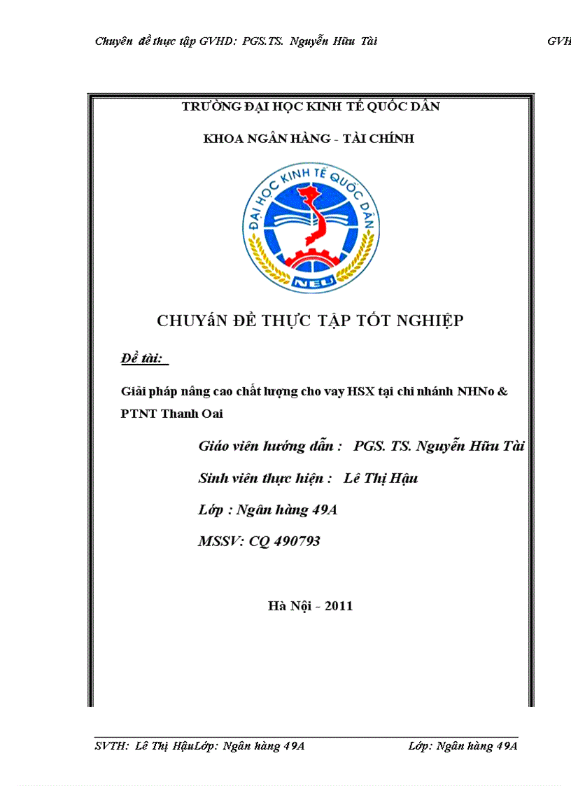 image for page Giải pháp nâng cao chất lượng cho vay HSX tại chi nhánh NHNo&PTNT Thanh Oai