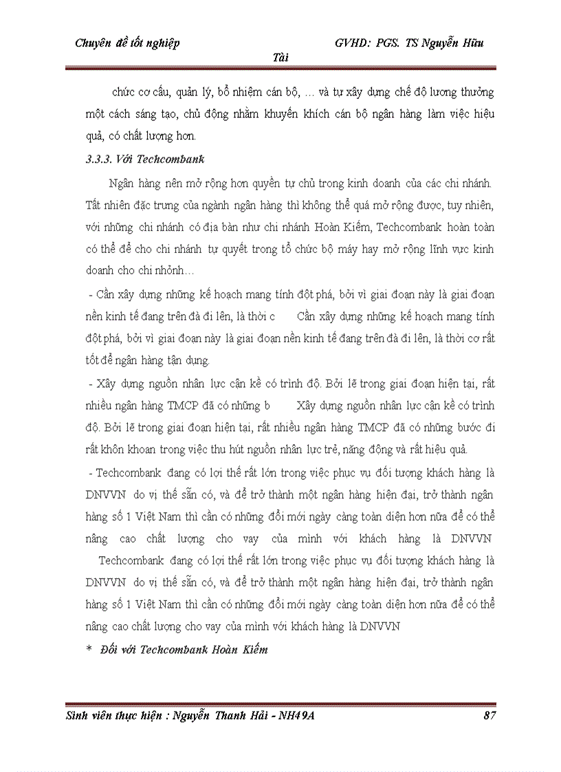 image for page Nâng cao chất lượng cho vay đối với doanh nghiệp vừa và nhỏ tại chi nhánh Techcombank Hoàn Kiếm