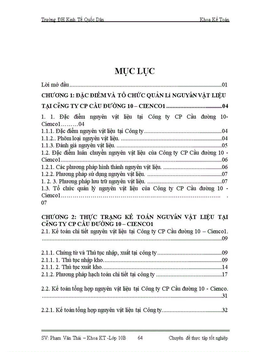 image for page Hoàn thiện kế toán nguyên vật liệu tại Công ty Cổ phần Cầu đường 10 – Cienco1