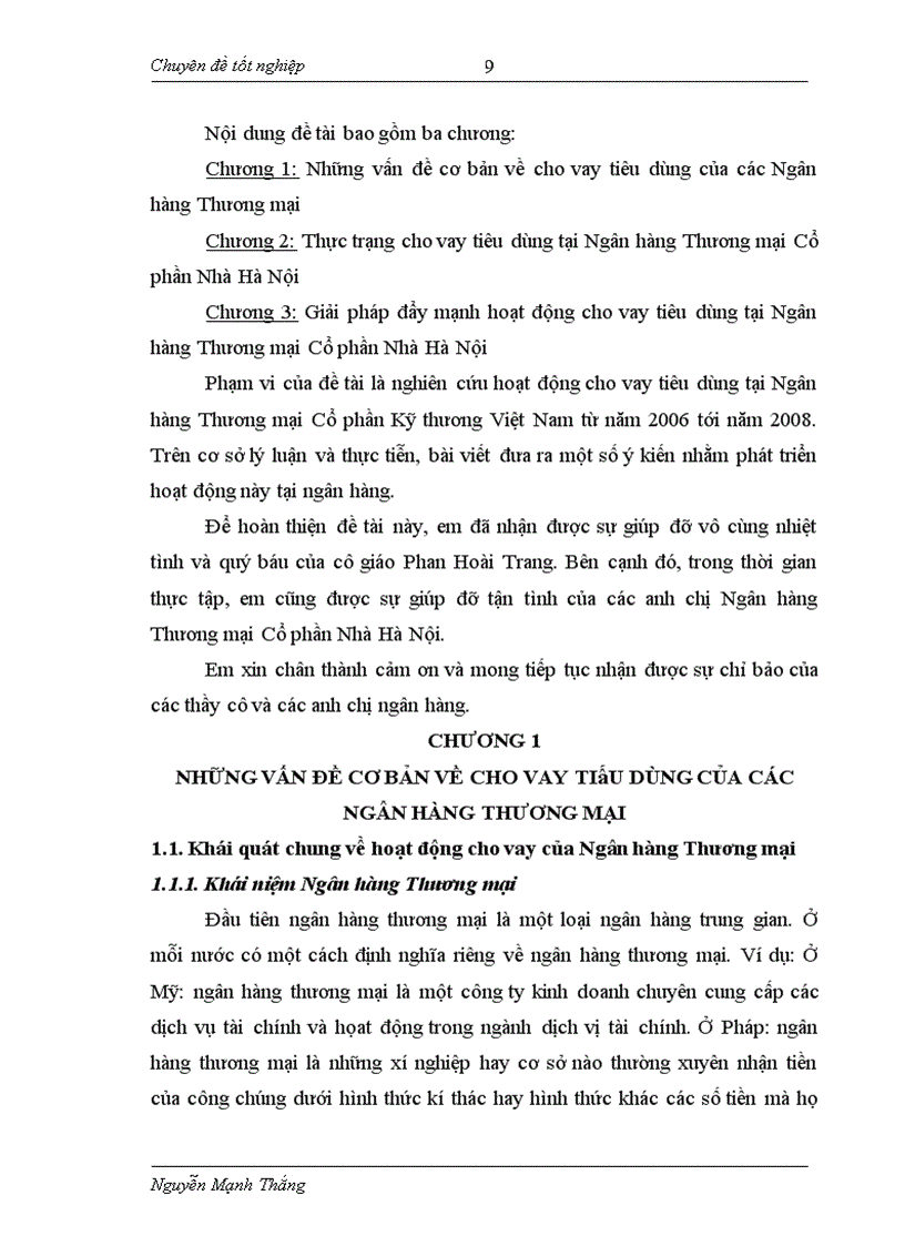 image for page Đẩy mạnh hoạt động cho vay tiêu dùng tại ngân hàng thương mại cổ phần nhà hà nội