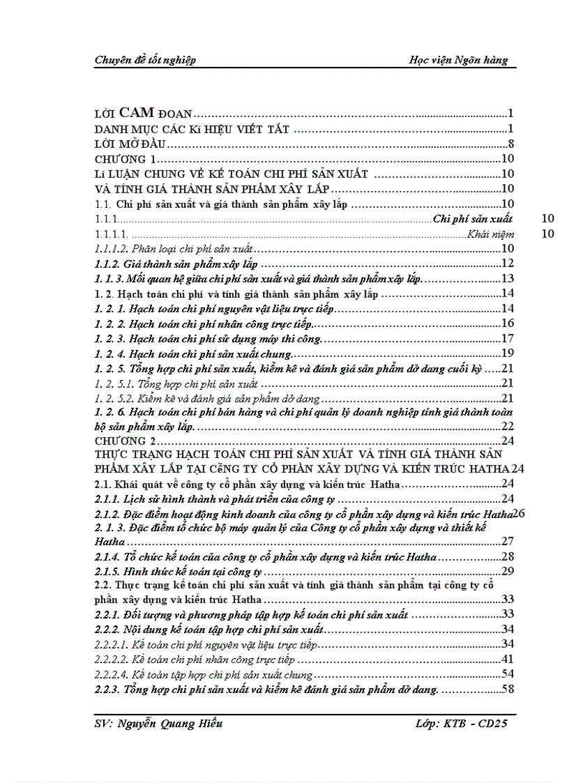 image for page Chi phí sản xuất và tính giá thành sản phẩm xây lắp tại Công ty cổ phần xây dựng và kiến trúc Hatha