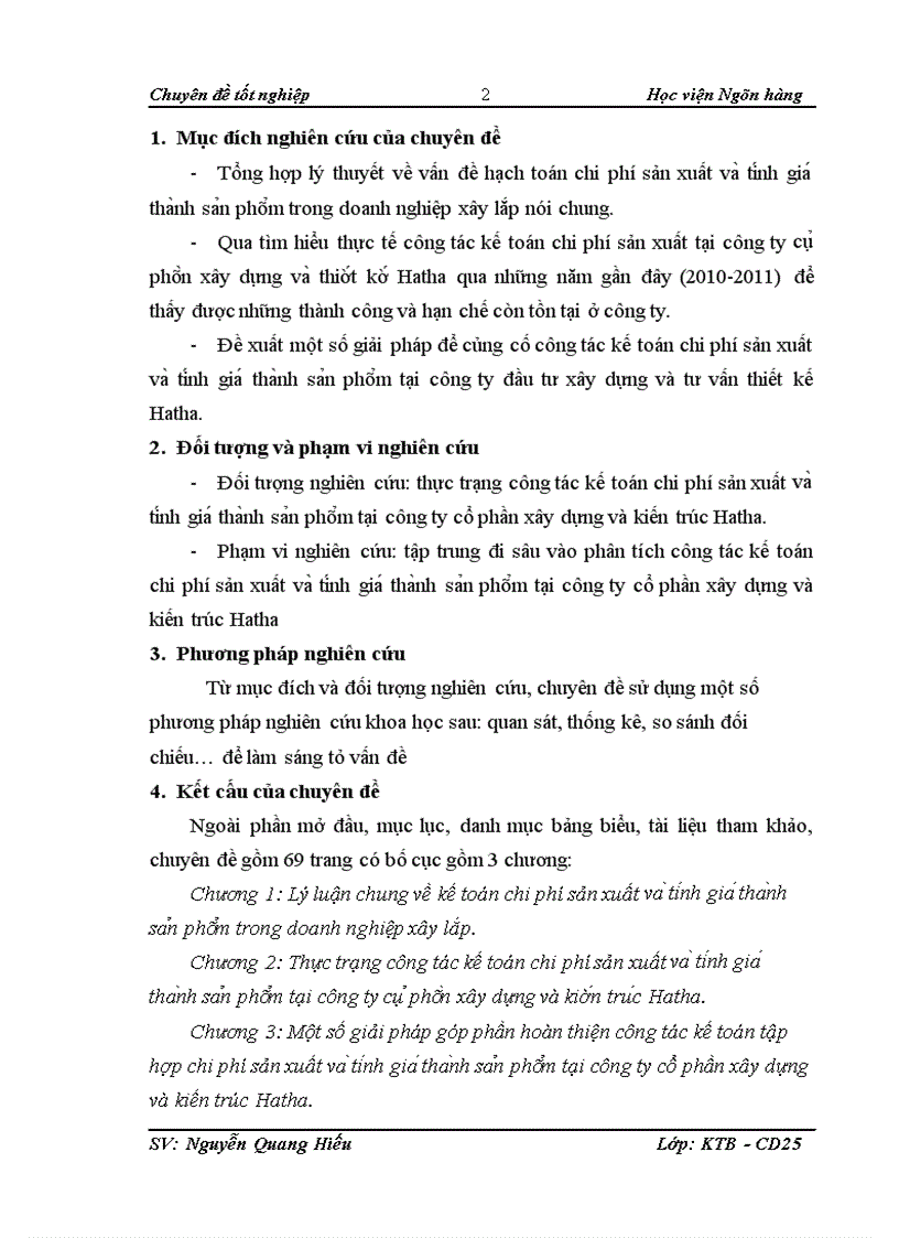 image for page Chi phí sản xuất và tính giá thành sản phẩm xây lắp tại Công ty cổ phần xây dựng và kiến trúc Hatha